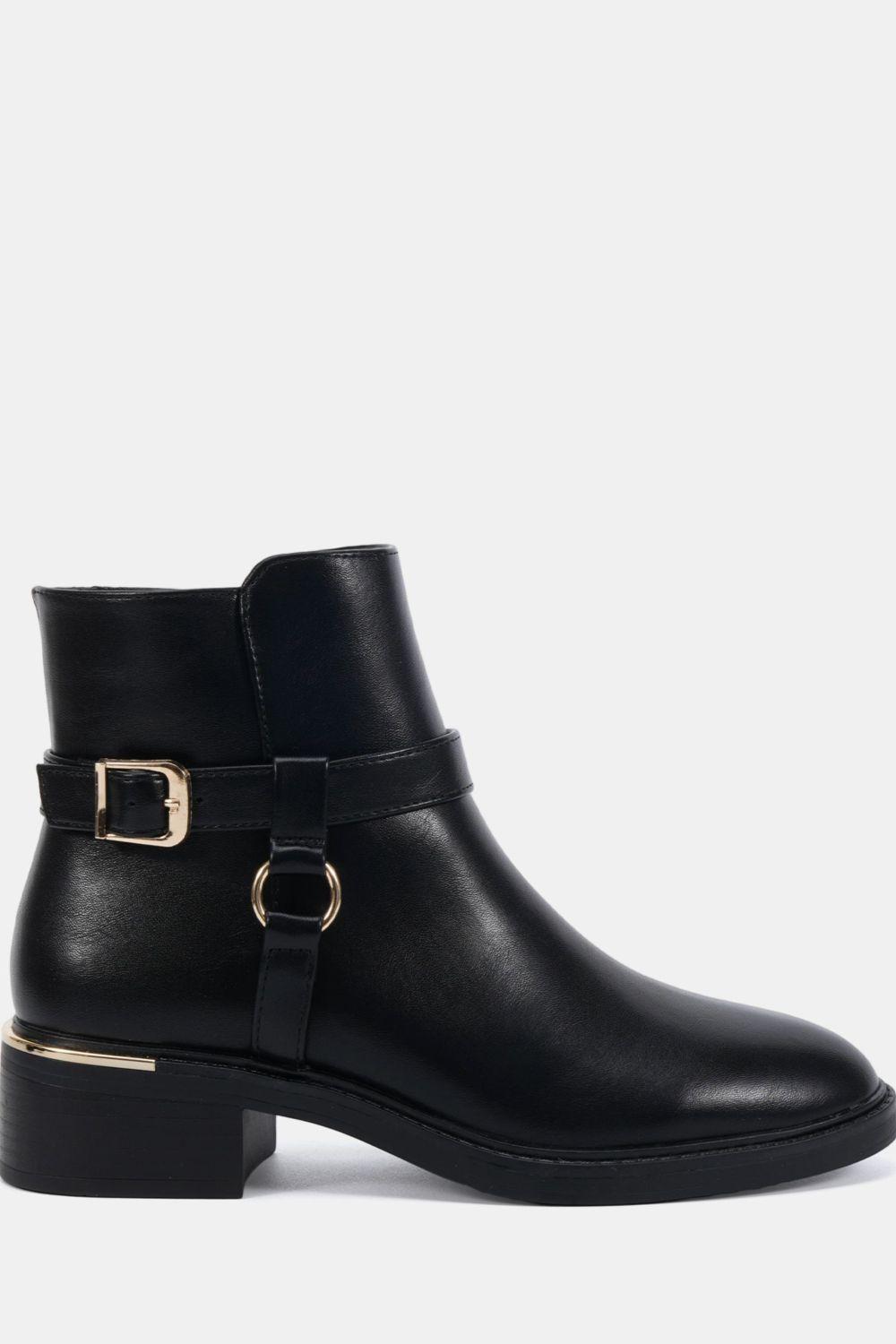 Dora Buckle Ring Detail Flat Ankle Boot by NOVO