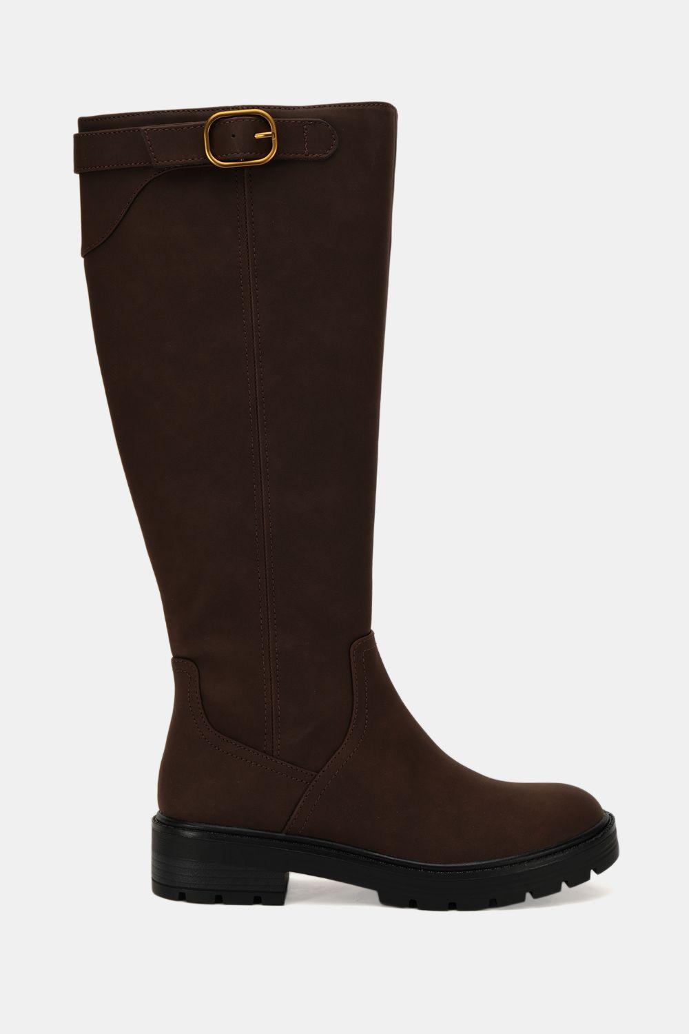 'Giovanna' Flat Knee Buckle Boot by NOVO
