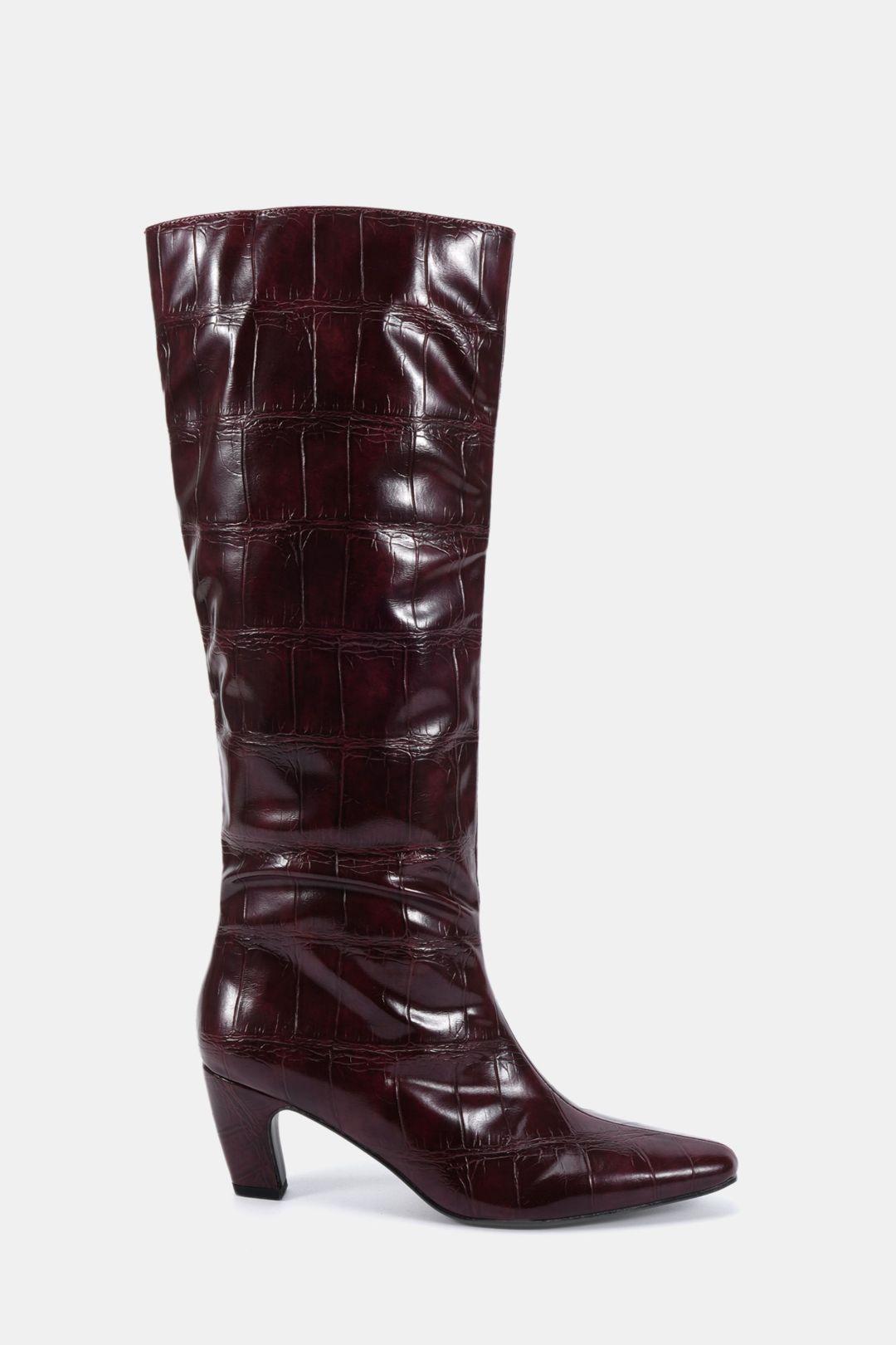 Gracelyn Curved Mid Heel Knee Boot by NOVO