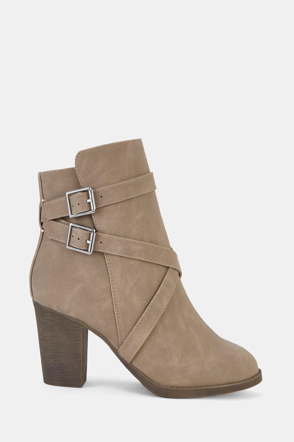 Jorgie Buckle Mid Heel Ankle Boot by NOVO