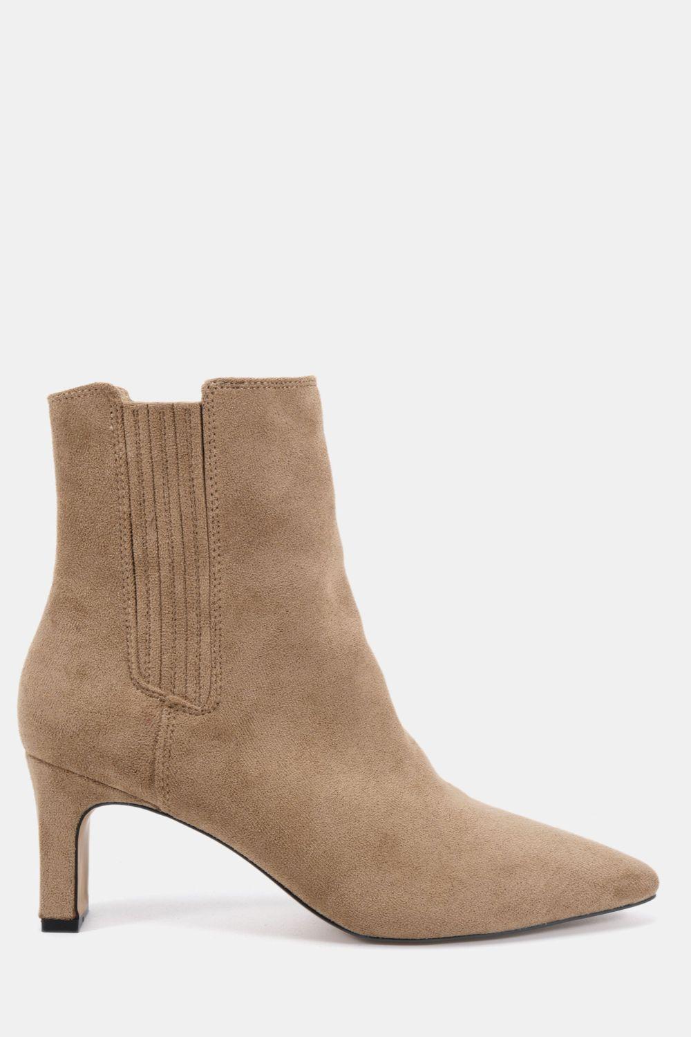 Kara Low Slim Block Heel Square Point Chelsea Ankle Boot by NOVO