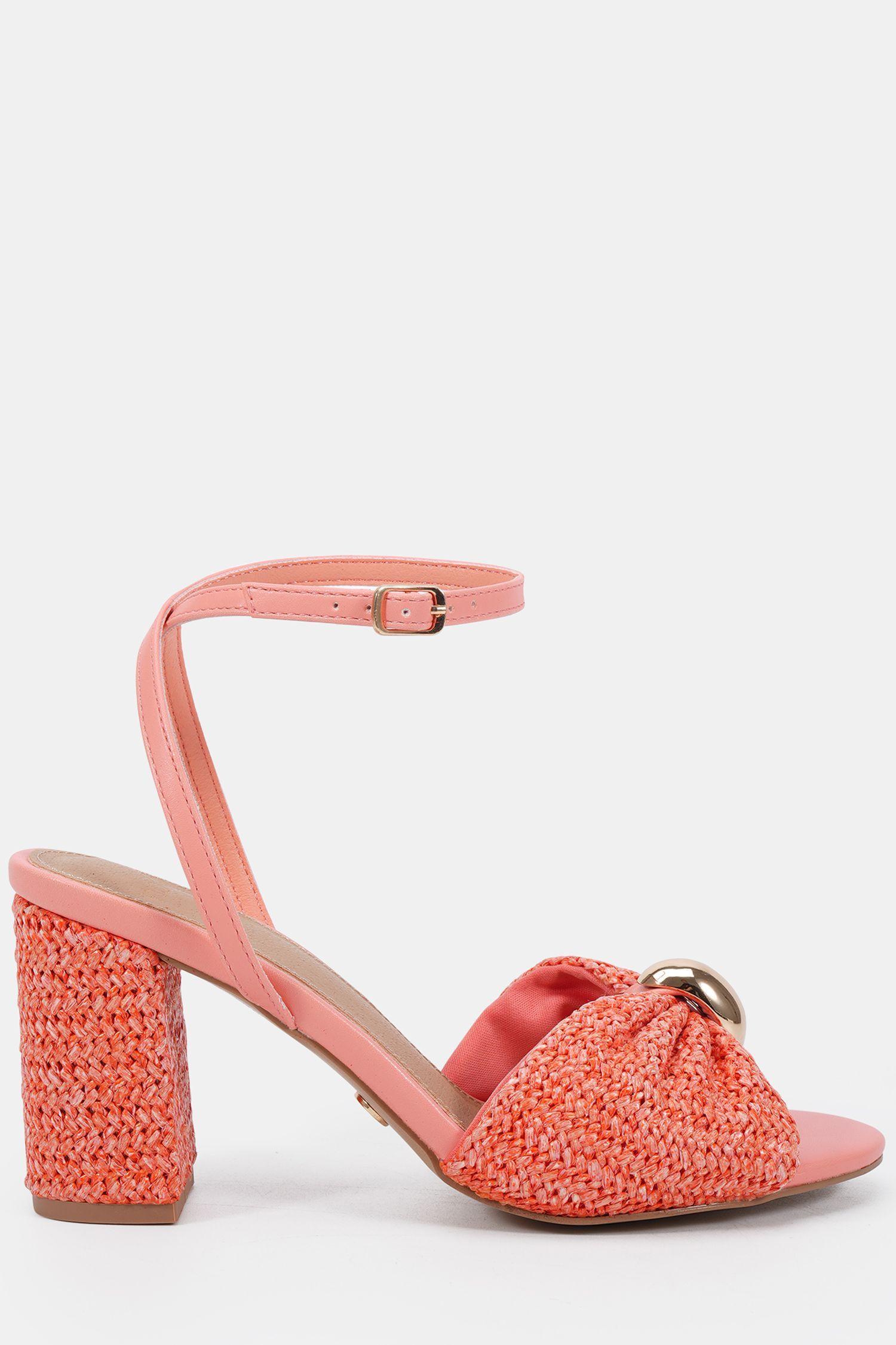 Leighton Block Heel Raffia Hardware Two Part Sandal by NOVO