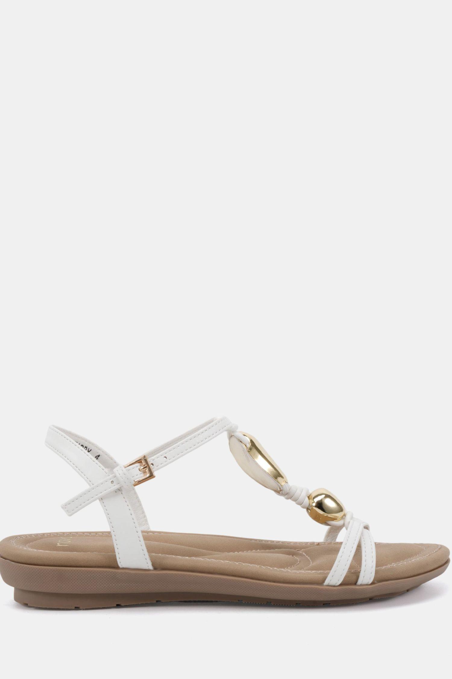 WIDE FIT TABBY Hardware Detail Padded Footbed Sandal by NOVO