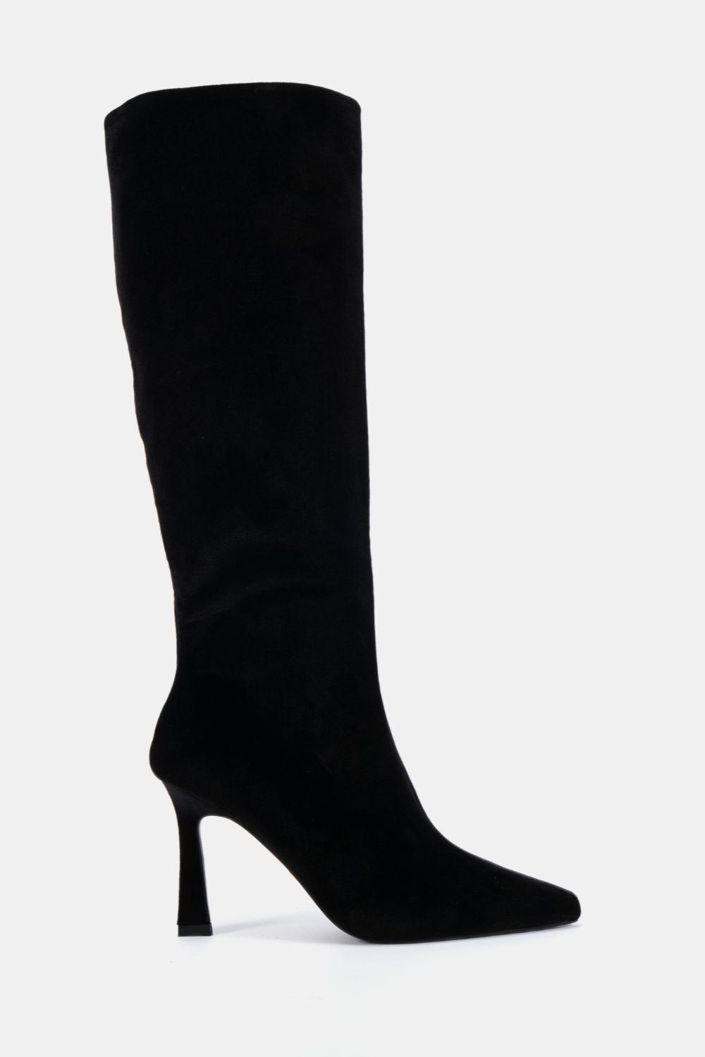 Wide Fit Galaxy Point Toe Stiletto Stretch Knee Boot by NOVO