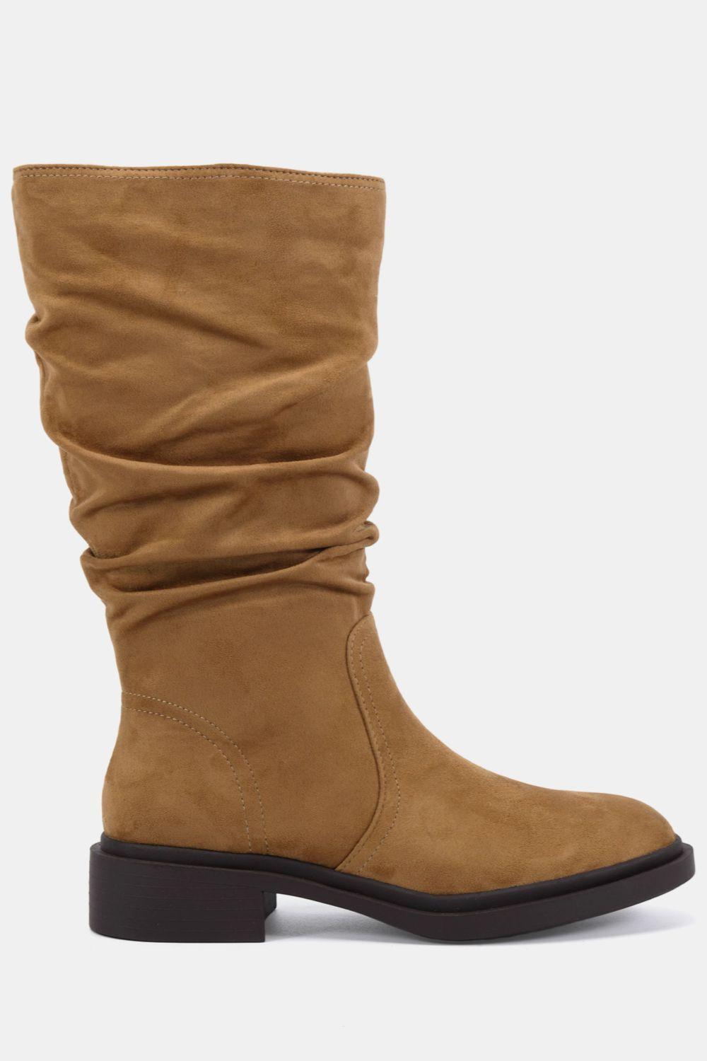 Wide Fit Gentle Flat Ruched Calf Boot by NOVO