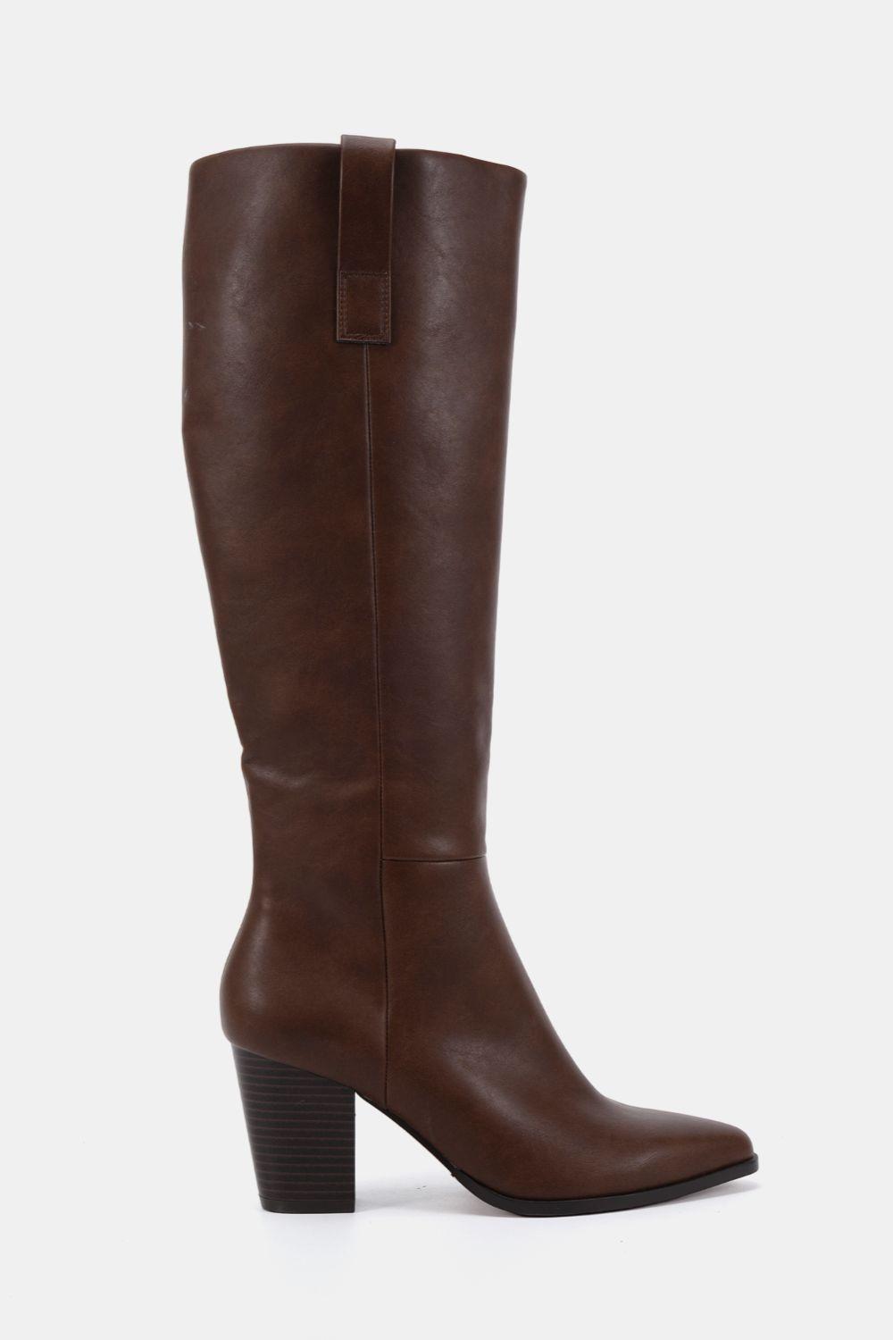 Wide Fit Gili Block Heel Western Knee Boot by NOVO