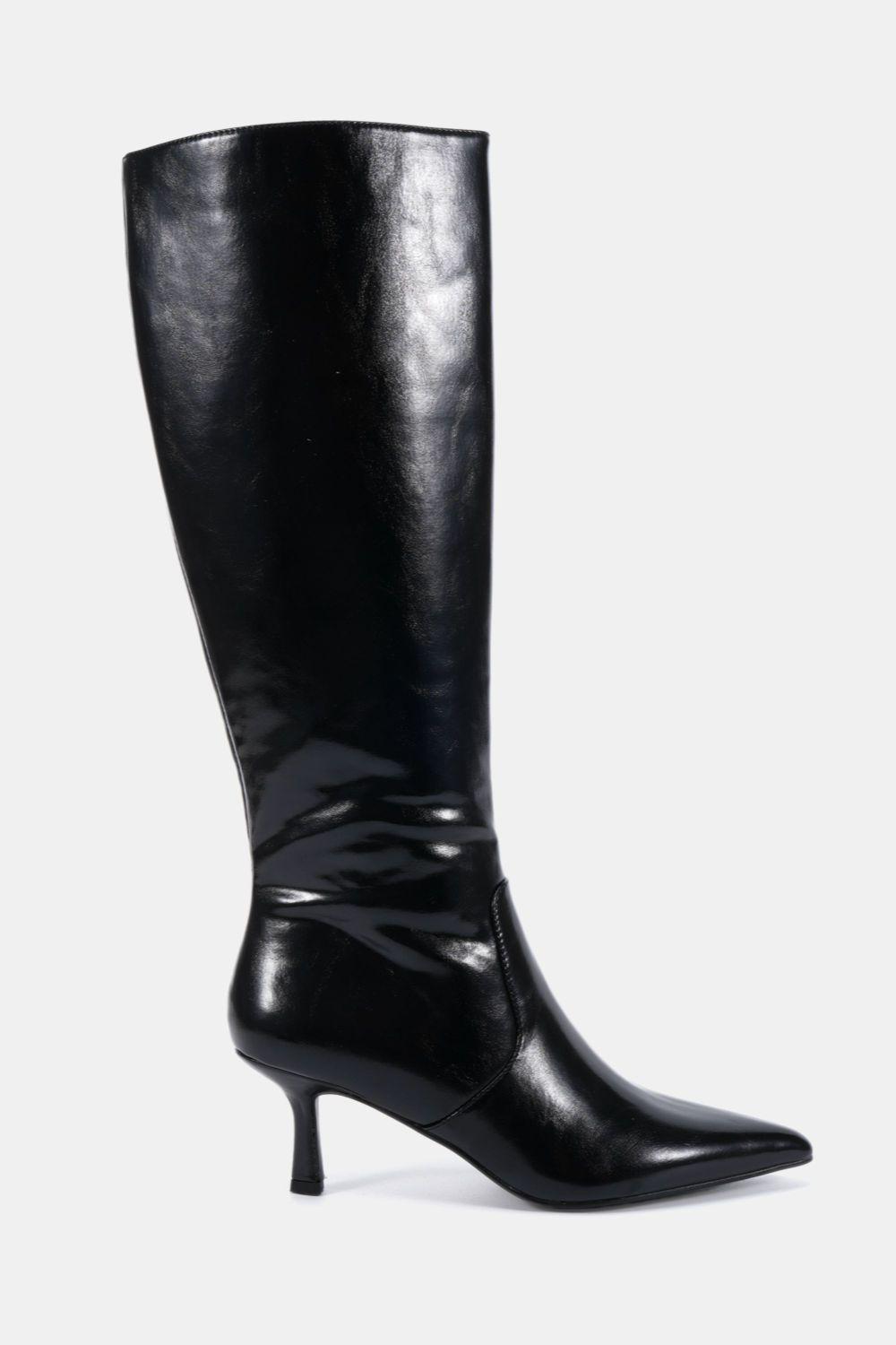 Wide Fit Grateful Mid Stiletto Heel Point Knee Boot by NOVO