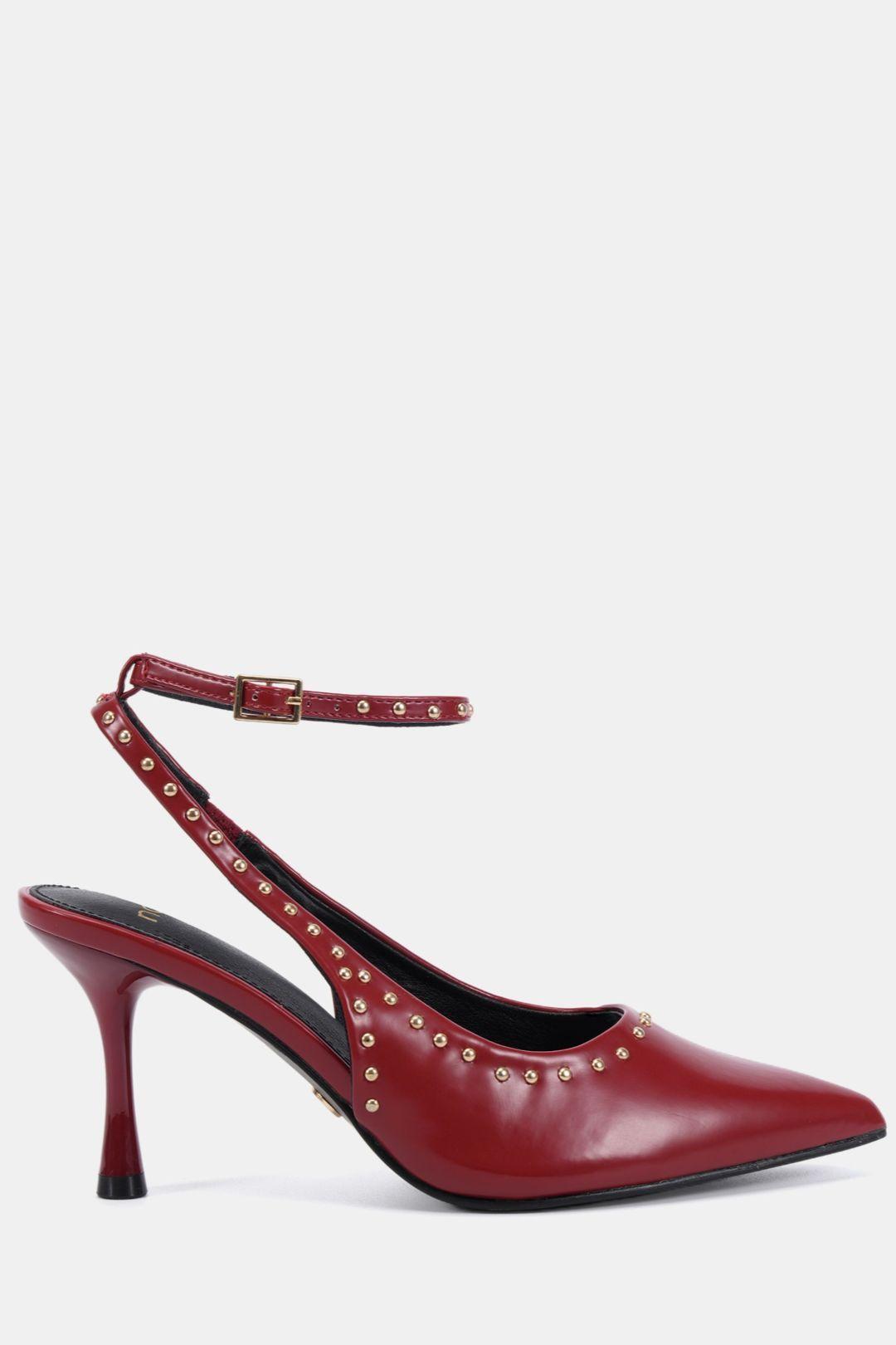 Wide Fit Italia Stud Detail Ankle Strap Point Court by NOVO