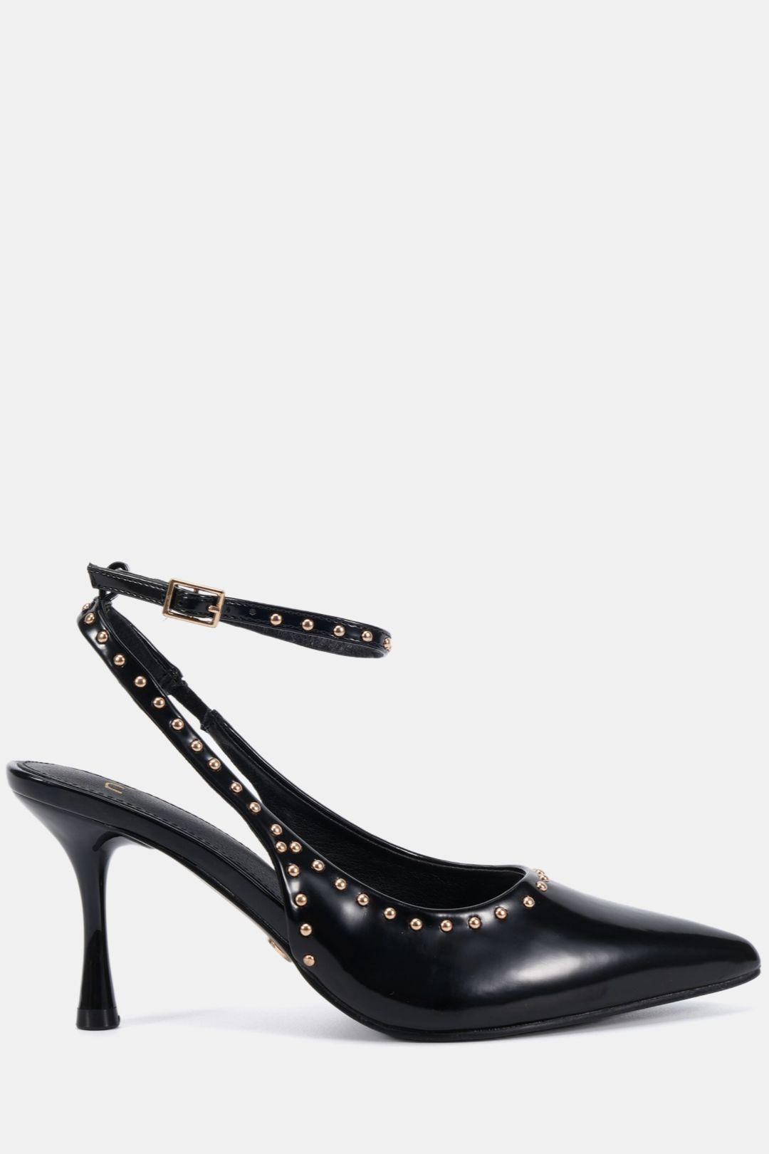 Wide Fit Italia Stud Detail Ankle Strap Point Court by NOVO