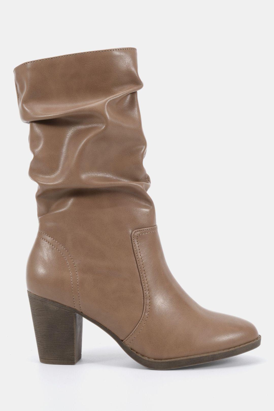 Wide Fit Joany Block Heel Slouch Ruched Ankle Boot by NOVO