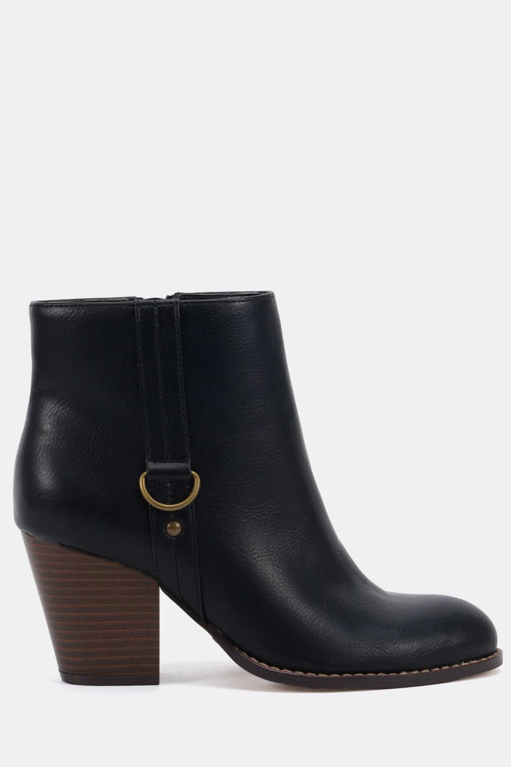 Wide Fit Juliette Hardware Heeled Ankle Boot by NOVO