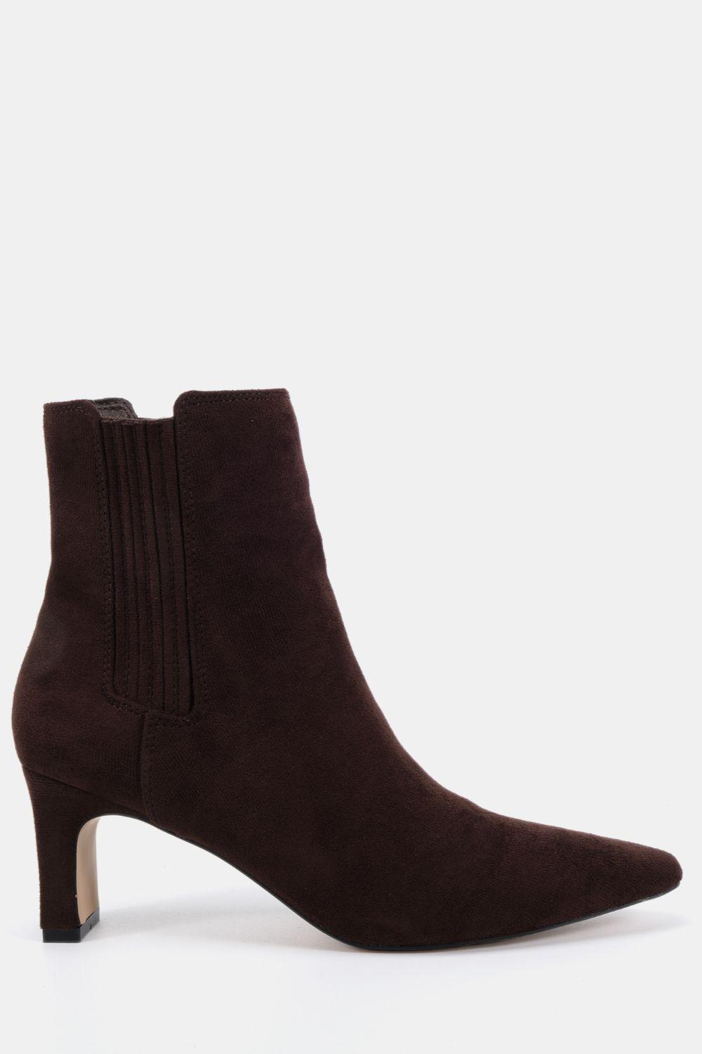 Wide Fit Kara Low Slim Block Heel Square Point Chelsea Ankle Boot by NOVO