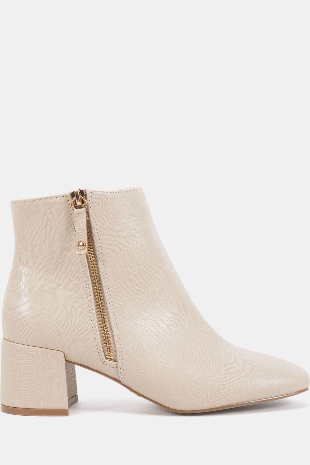 Wide Fit Kate Zip Side Square Toe Block Heel Ankle Boot by NOVO