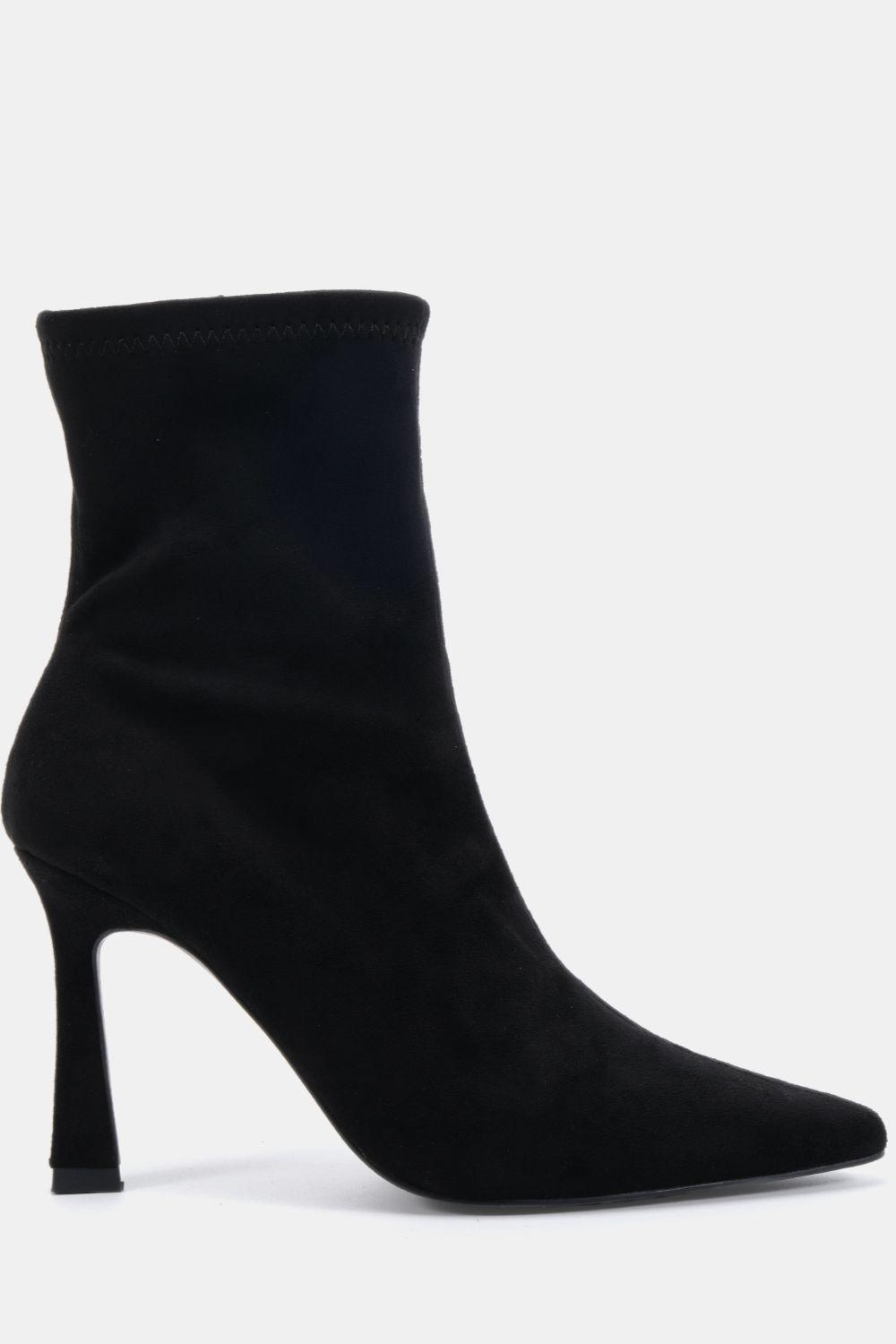 Wide Fit Kiss Point Toe Stiletto Stretch Ankle Boot by NOVO