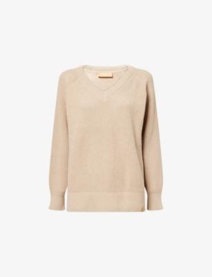 Laughton V-Neck Knitted Cotton Jumper by NOW YOU LIVE