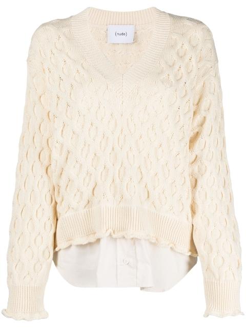 V-neck layered-effect jumper by NUDE:MASAHIKO MARUYAMA