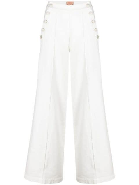 high-waisted button-detail denim trousers by NUDE:MASAHIKO MARUYAMA