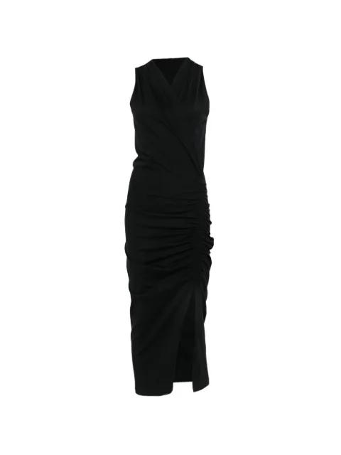 ruched-side V-neck midi dress by NUDE:MASAHIKO MARUYAMA
