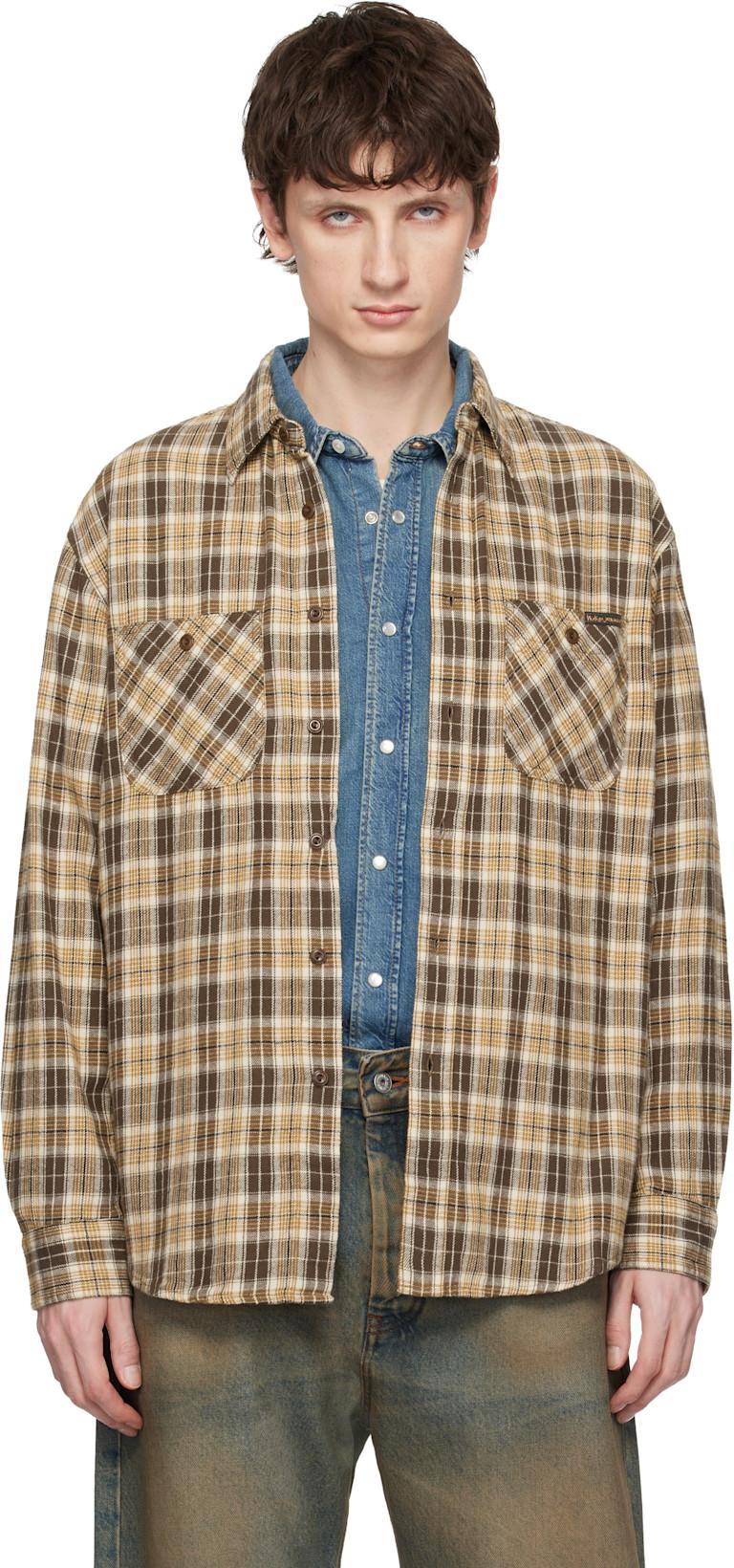 Brown Julian Worker Shirt by NUDIE JEANS