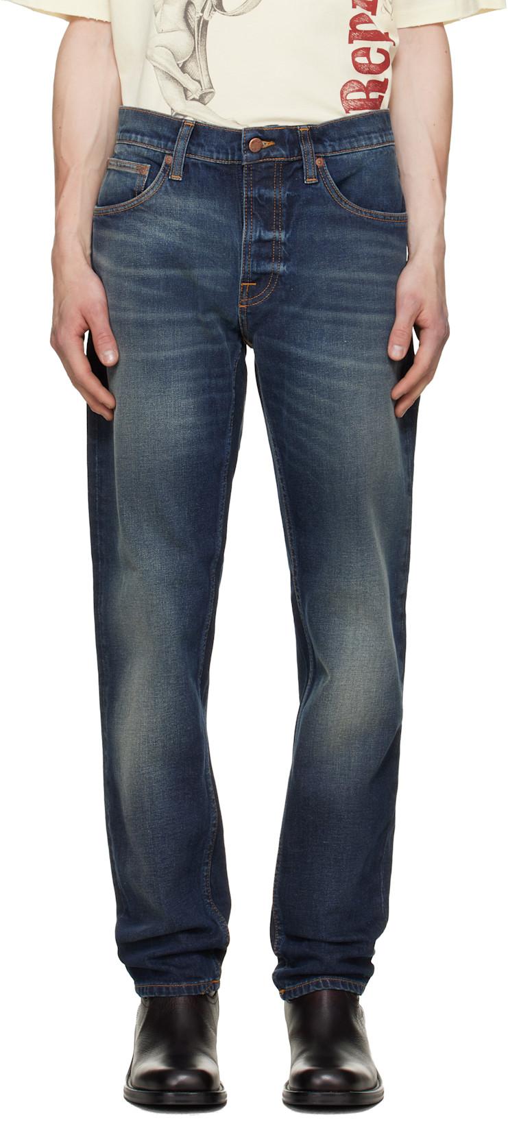 Navy Solid Ollie Jeans by NUDIE JEANS