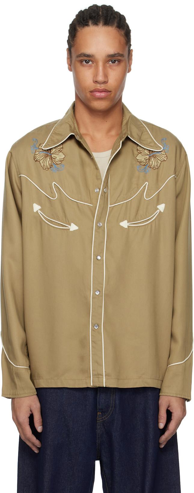 Tan Gonzo Cowboy Flower Shirt by NUDIE JEANS