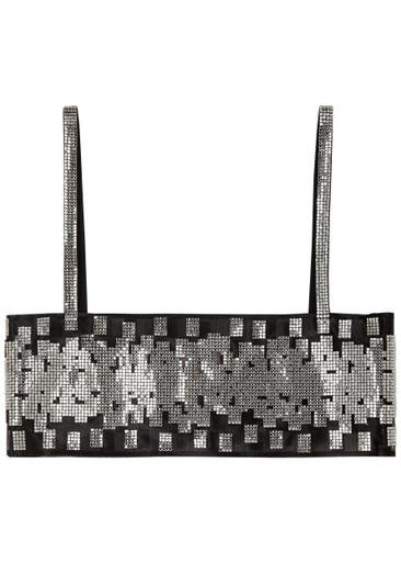 Pixel crystal-embellished mesh bra top by NUE