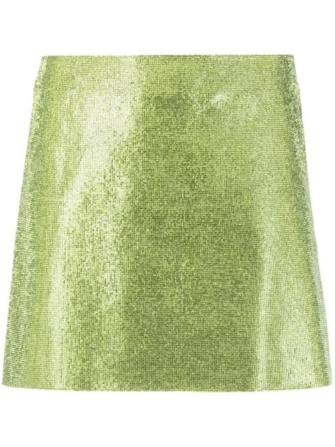 rhinestone-embellished silk mini skirt by NUE