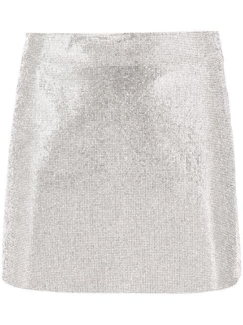 rhinestone-embellished silk mini skirt by NUE