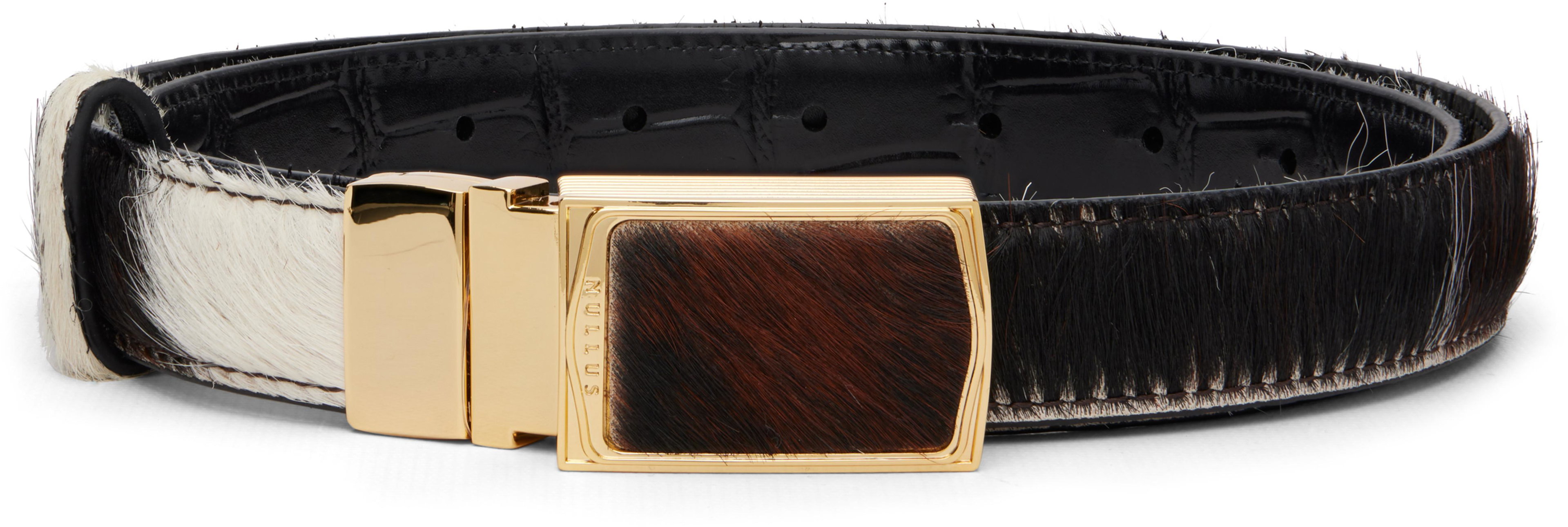 Brown Ponyhair Calfskin Reversible Belt by NULLUS