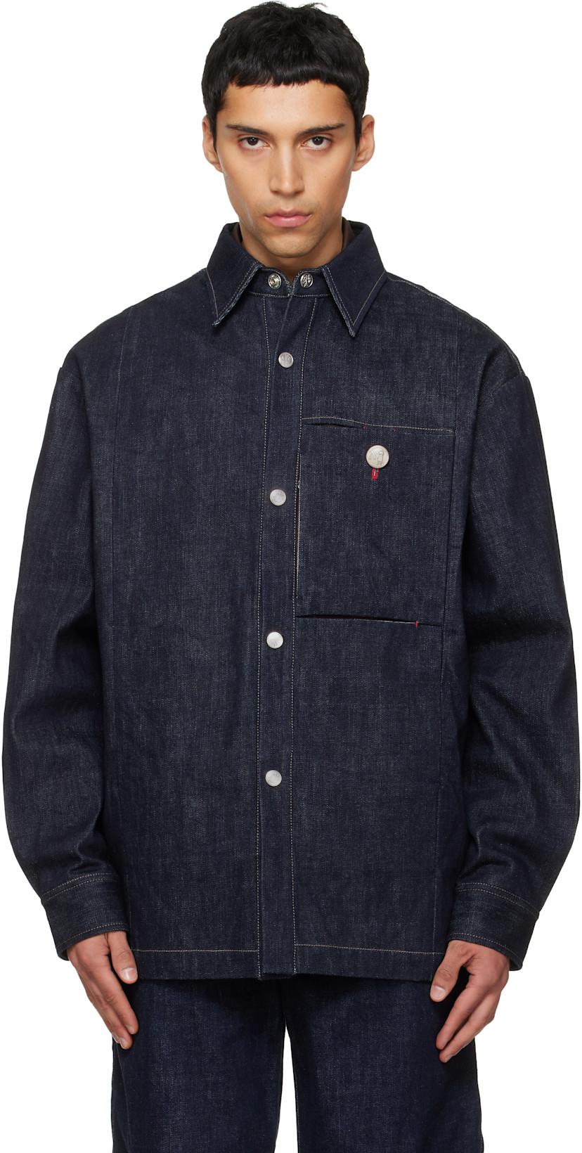 Navy Slits Selvedge Denim Jacket by NULLUS