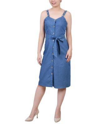 Petite Sweetheart Neck Chambray Sundress by NY COLLECTION