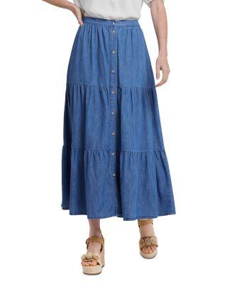 Everly Tiered Denim Maxi Skirt by NYDJ