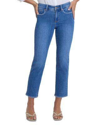 Marilyn Blanket Stitching High Rise Straight Ankle Jeans in Blue Paradise by NYDJ