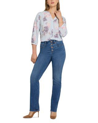 Marilyn High Rise Button Fly Straight Jeans in Wild River by NYDJ