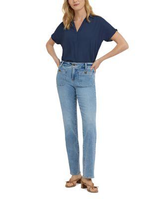 Marilyn High Rise Patch Pocket Straight Jeans in Mist Springs by NYDJ