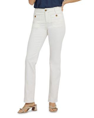 Marilyn High Rise Patch Pocket Straight Jeans in Vintage White by NYDJ Marilyn High Rise Patch Pocket Straight Jeans in Vintage White by NYDJ