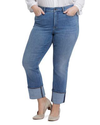 Marilyn Wide Cuff Straight Jeans in Barcelona by NYDJ PLUS