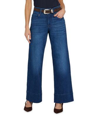 Petites Teresa High Rise Wide Leg Double Button Jeans in Deep Wave by NYDJ
