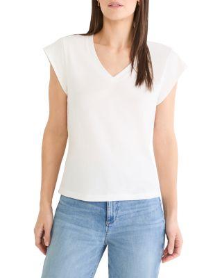 Cap Sleeve V Neck Supima Cotton Tee by NZT BY NIC+ZOE
