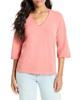 Fringe Trim 3/4 Sleeve Tee by NZT BY NIC+ZOE