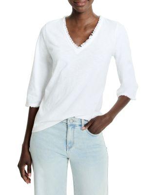 Fringe Trim 3/4 Sleeve Tee by NZT BY NIC+ZOE