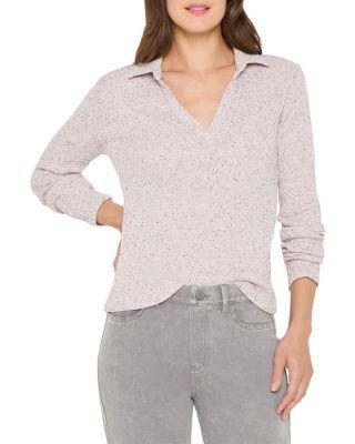 Rib Long Sleeve Polo Top by NZT BY NIC+ZOE