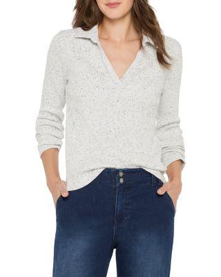 Rib Long Sleeve Polo Top by NZT BY NIC+ZOE