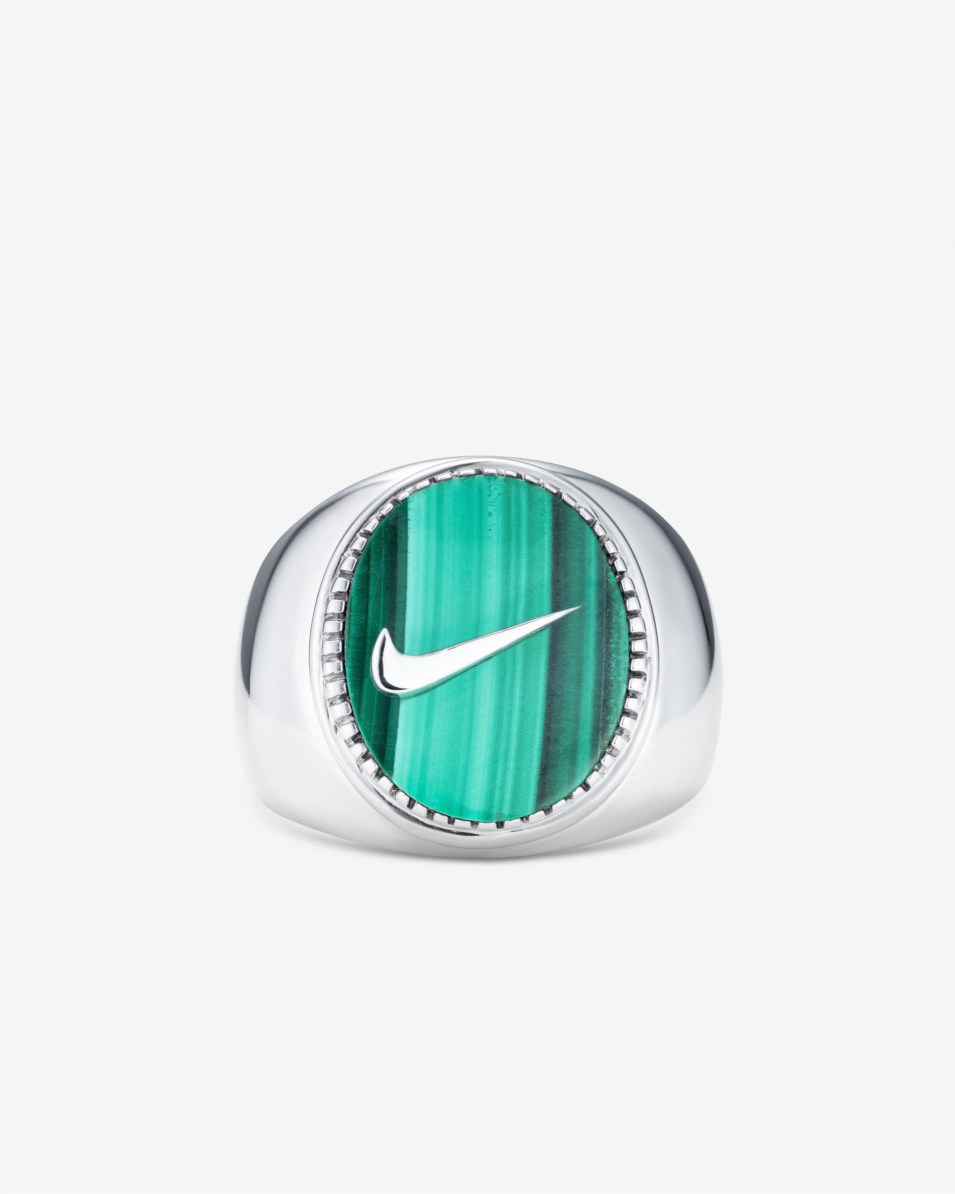 O Thongthai  - Nephrite Jade Swoosh Ring -  (Silver) by O THONGTHAI