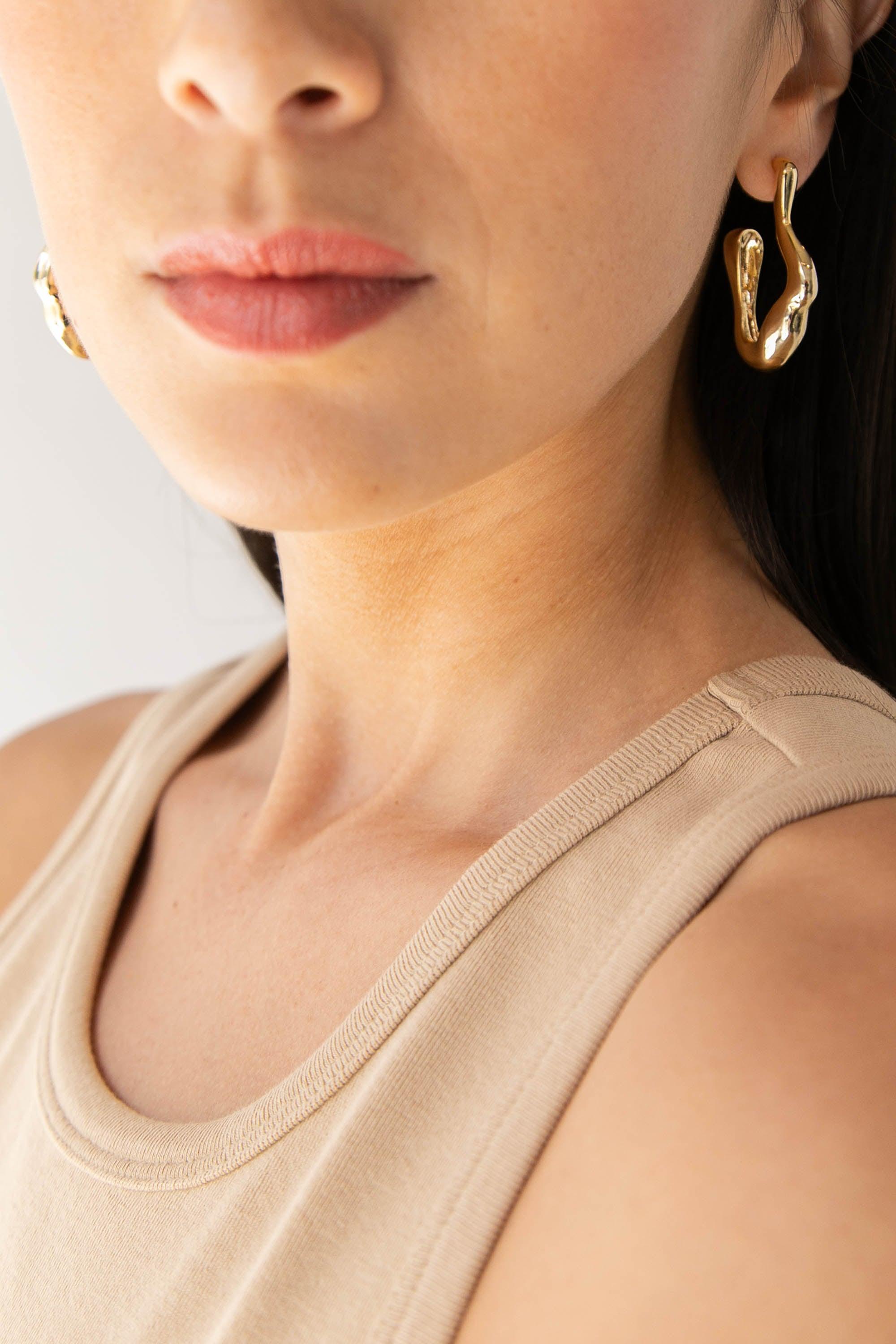 ABSTRACT SQUIGGLE HOOP EARRING by OAK + FORT