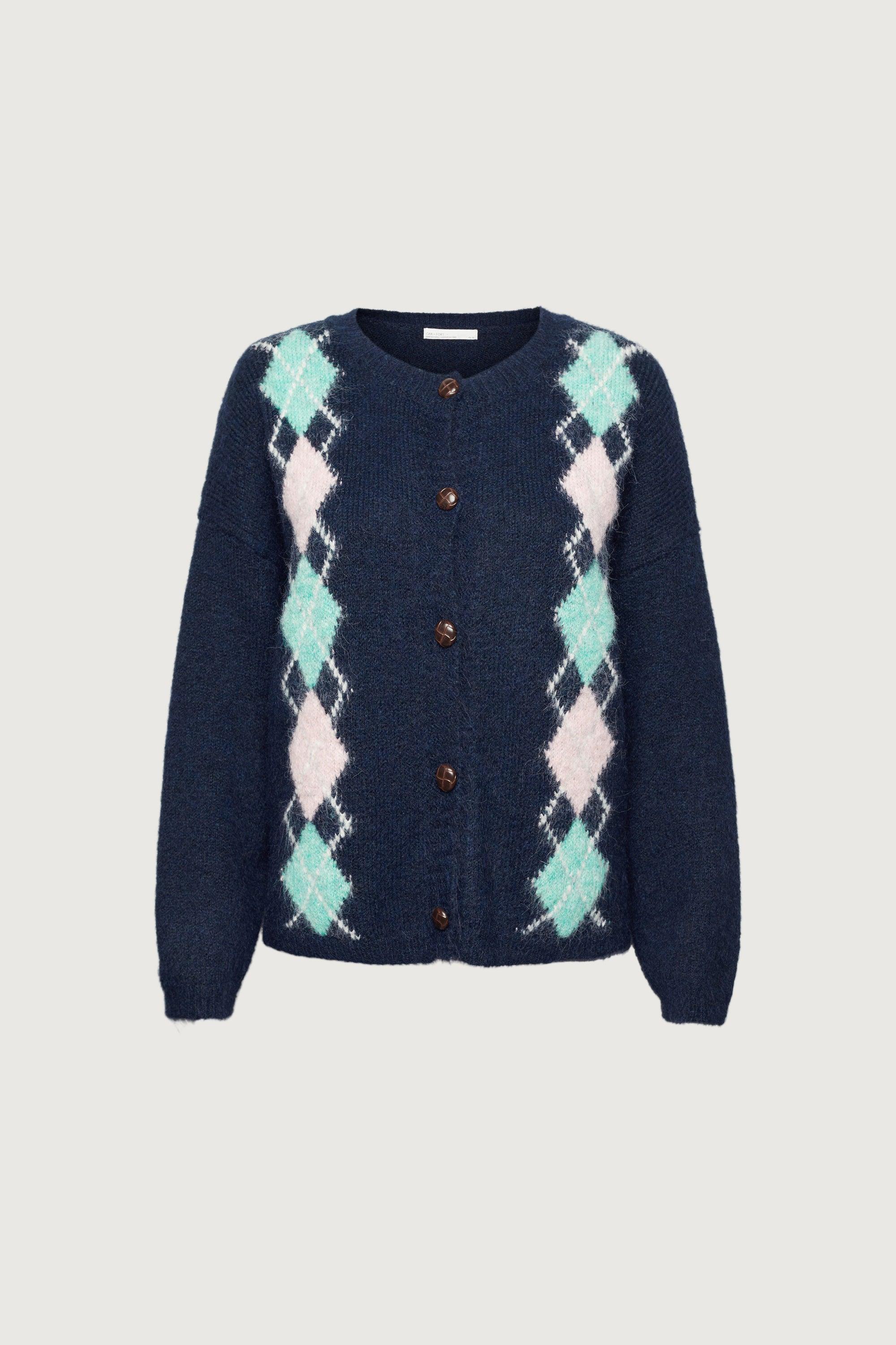ARGYLE PATTERN CARDIGAN by OAK + FORT
