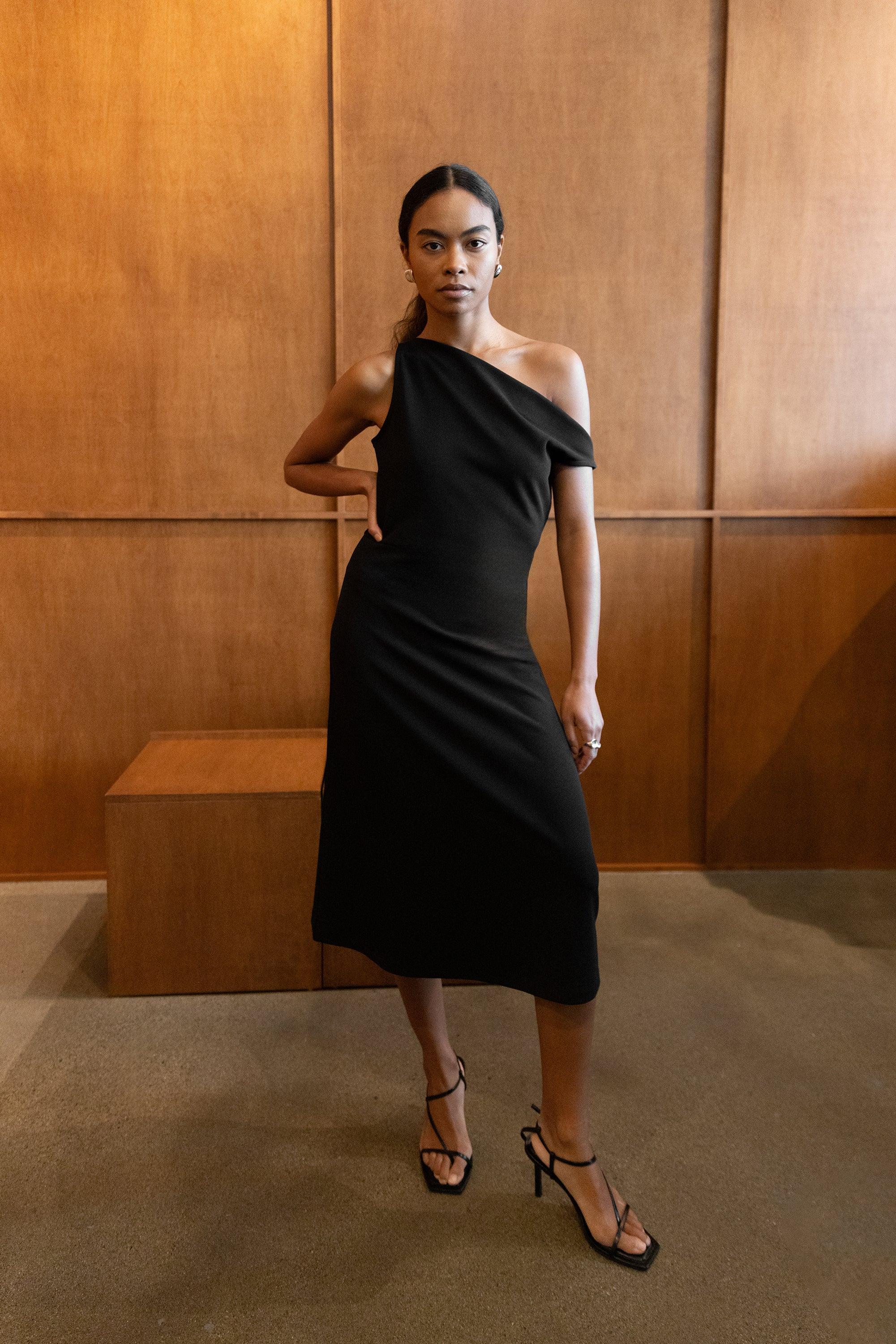 ASYMMETRIC ONE SHOULDER KNIT DRESS by OAK + FORT