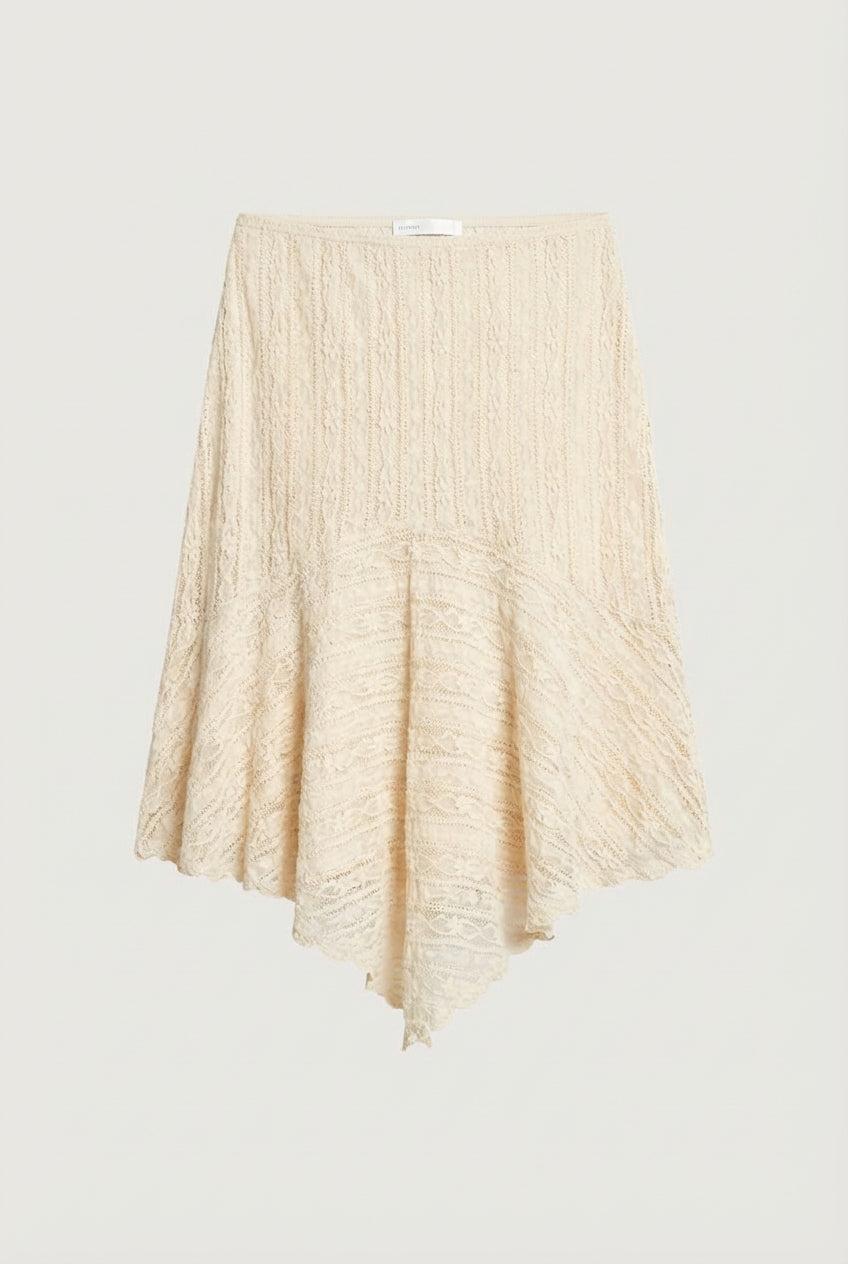 ASYMMETRICAL LACE MIDI SKIRT by OAK + FORT