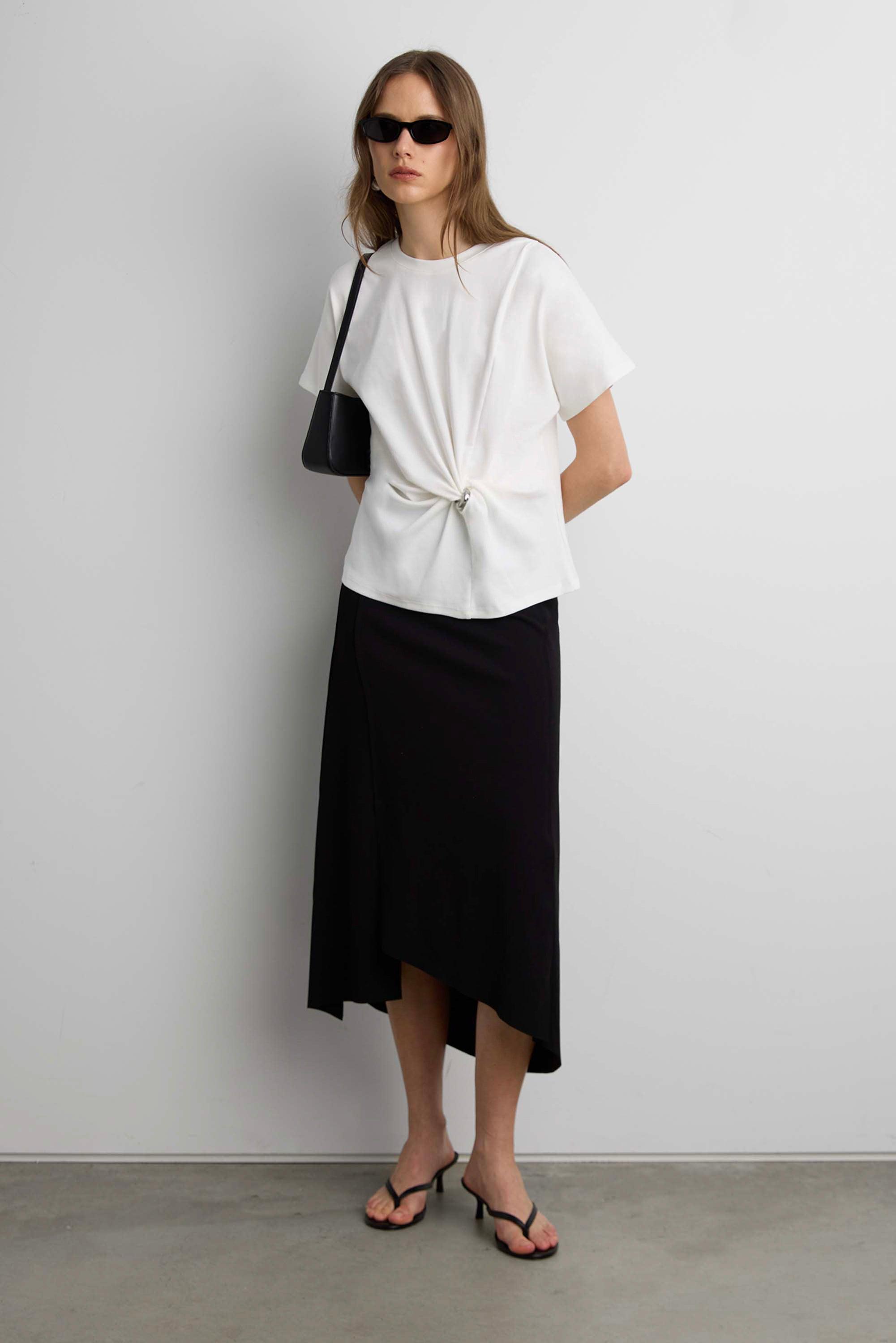 ASYMMETRICAL MIDI SKIRT by OAK + FORT