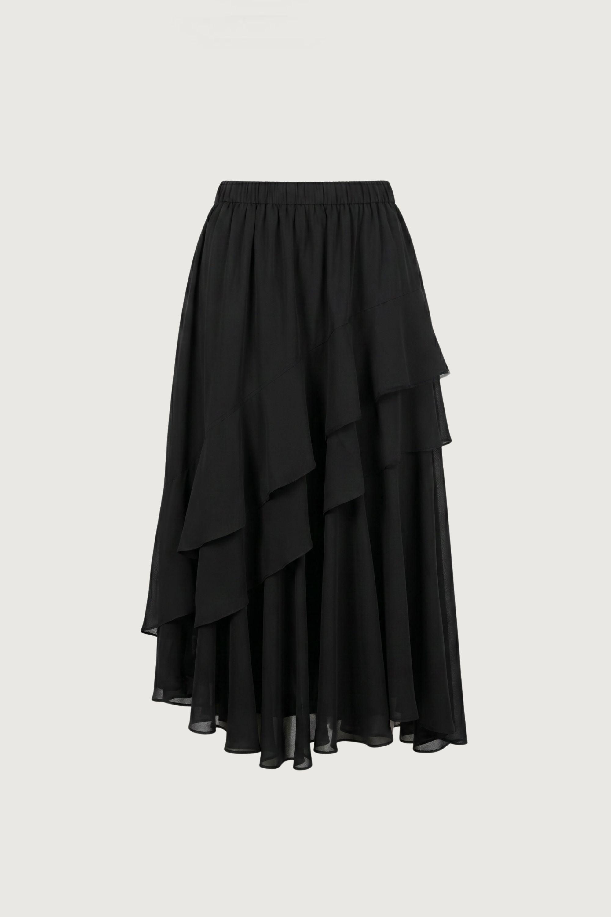 ASYMMETRICAL TIERED MAXI SKIRT by OAK + FORT